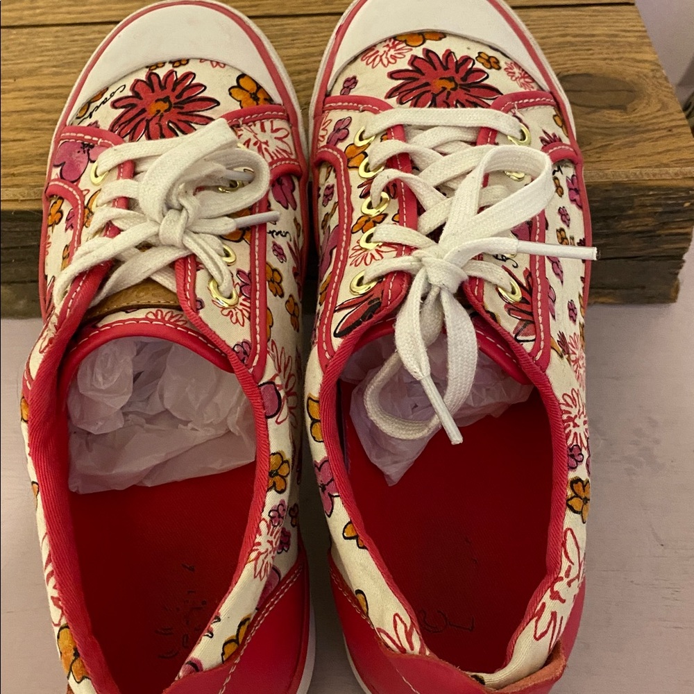 Coach Pink Floral Sneakers, does have a couple small spots but not noticeable - Picture 7 of 7